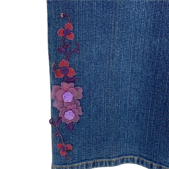 Style & Co Jeans size 16P 9988 Embellished bootcut spandex Blue Medium Wash - Picture 4 of 7